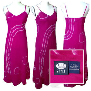 y2k Rue 21 Slip Dress S Maxi Pink white tie dye strappy Boho Festival vtg 90's